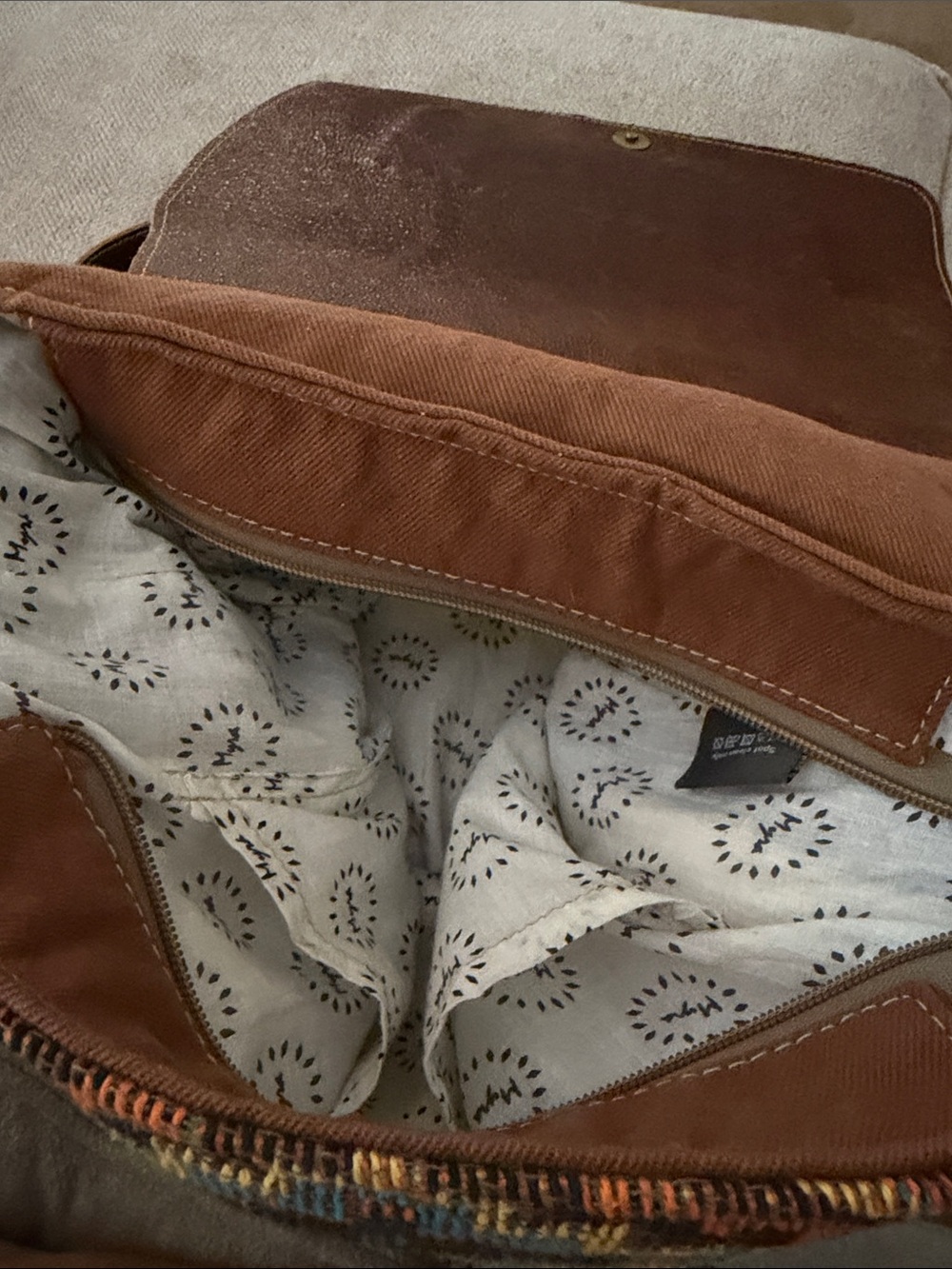 Myra Bag Brown/Tan/Blue Southwestern Sunflower Accent Backpack - Picture 4 of 5